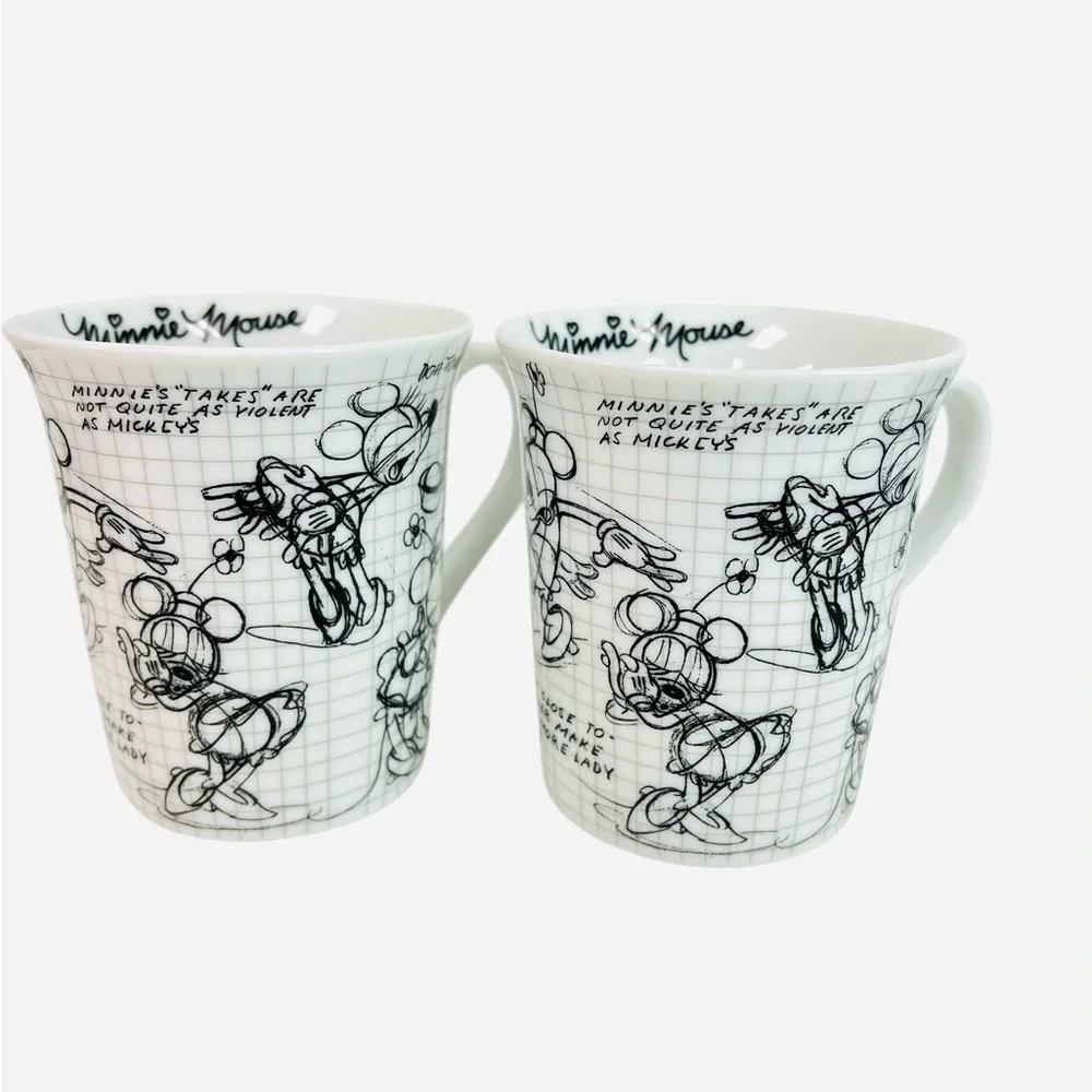Tracey Porter Coffee Tea Mugs Disney Sketch Book Minnie Mouse Set of 2